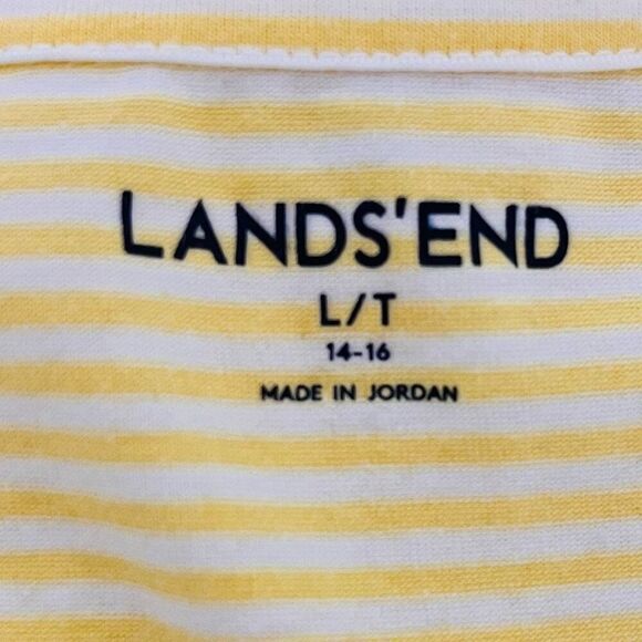 Lands End Yellow Striped Sleeveless Top Sz LT - Picture 3 of 4